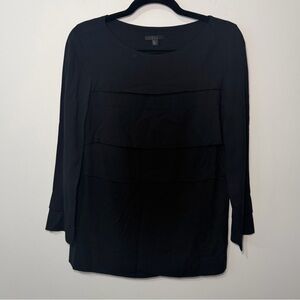 COS Wome’s Black Wool Blend Long Sleeve Layered minimalist casual Blouse Size S